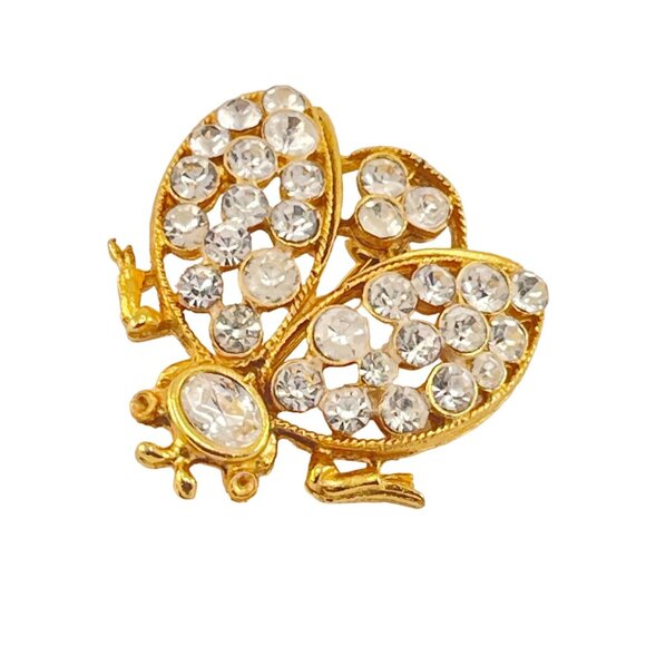Vintage Gold-Tone Rhinestone Ladybug Brooch Pin - Picture 4 of 6